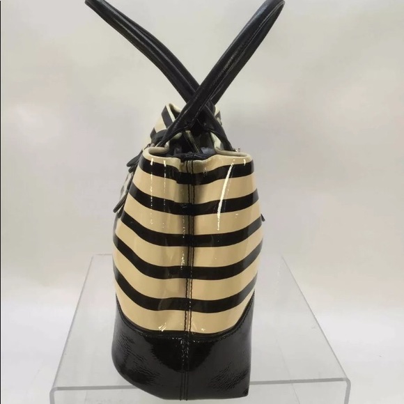 KateSpade NewYork Black/Creme StripedLeather Purse - Picture 4 of 14